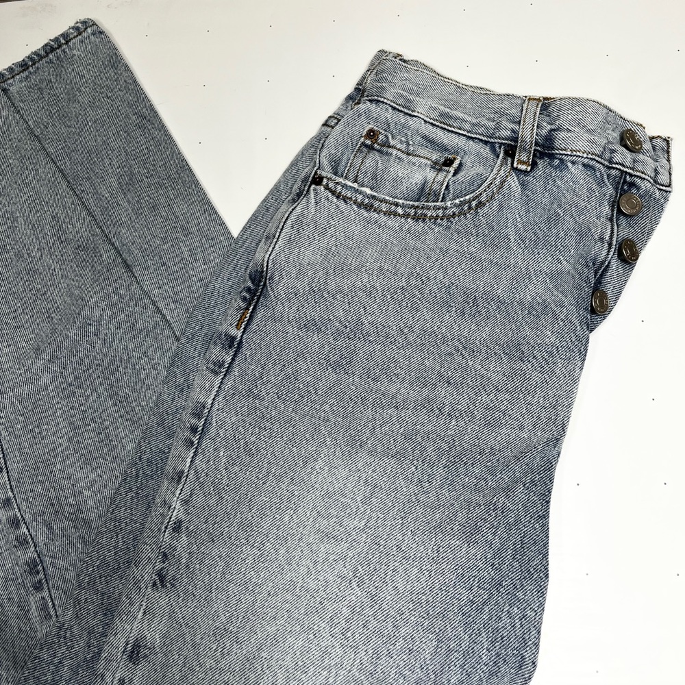 PacSun Washed Denim Ultra High Rise Slim Multi Buttoned Jeans